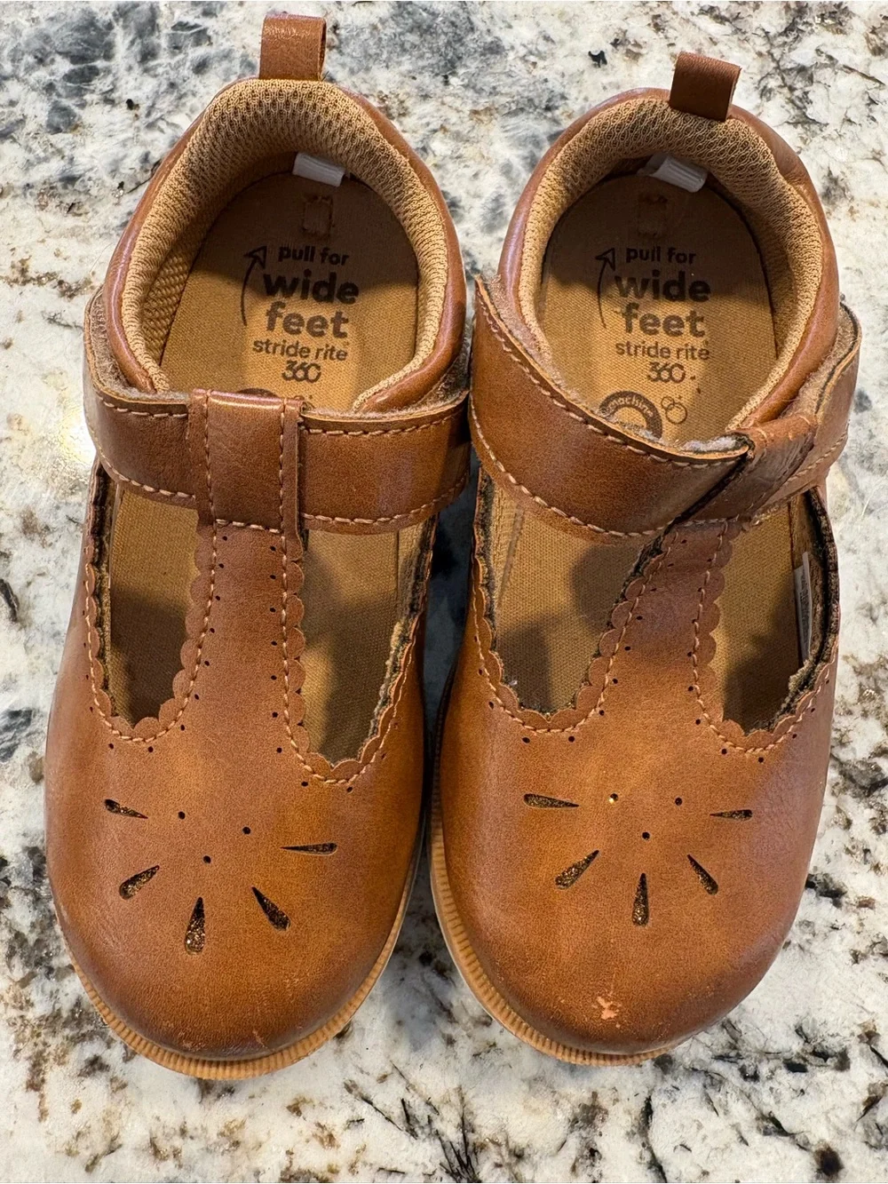 Stride Rite Tan Brown T-Strap Mary Jane Shoes for Kids - Picture 5 of 7